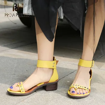 Prova Perfetto Simple Fashion Rivets Low Heels Sandals Shoes For Women One-Strap Open Toe Flip Flop Shoes Cow Leather Sandals
Prova Perfetto Simple Fashion Rivets Low Heels Sandals Shoes For Women One-Strap Open Toe Flip Flop Shoes Cow Leather Sandals