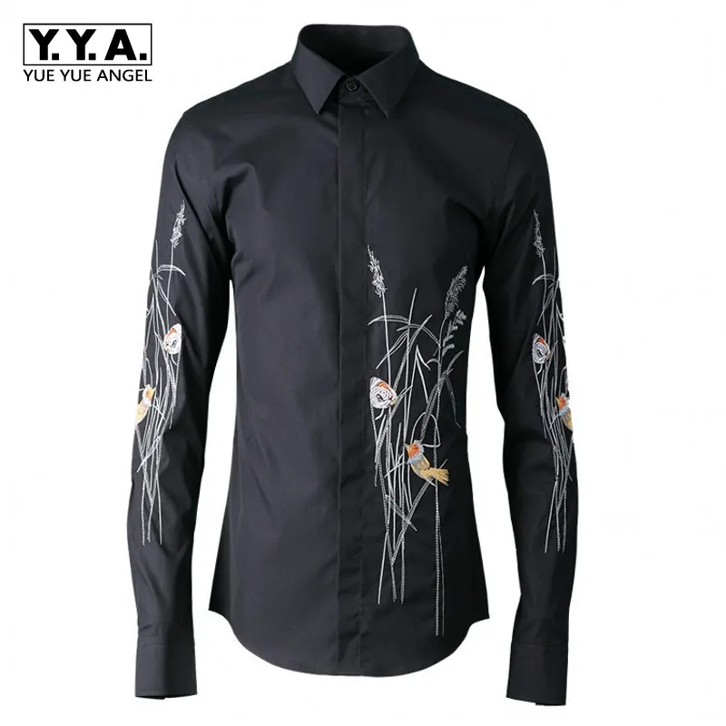 Flower Embroidery Fashion Men Shirt Long Sleeve Black White Casual Slim Shirt Spring Summer Dress Formal Shirt Camisa Masculina
Flower Embroidery Fashion Men Shirt Long Sleeve Black White Casual Slim Shirt Spring Summer Dress Formal Shirt Camisa Masculina