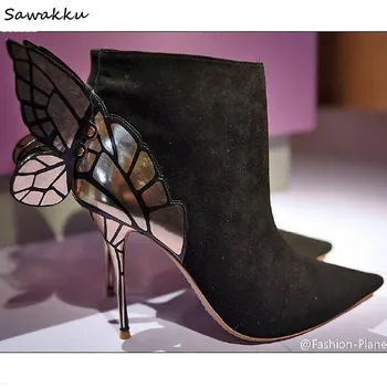 Black Suede Leather Angel Wings Women Ankle Boots Shoes Lady Pointed Toe Sexy Stiletto High Heels Boots Butterfly T-stage Pumps
Black Suede Leather Angel Wings Women Ankle Boots Shoes Lady Pointed Toe Sexy Stiletto High Heels Boots Butterfly T-stage Pumps