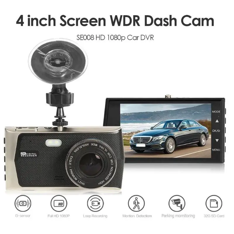 SE008 HD 1080p Car DVR Camera 4 inch Screen 170 Lens WDR Night Vision Dash Cam Driving Recorder
SE008 HD 1080p Car DVR Camera 4 inch Screen 170 Lens WDR Night Vision Dash Cam Driving Recorder