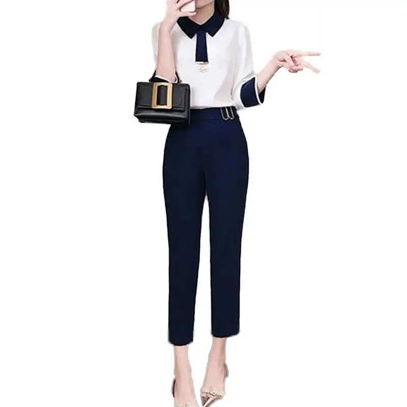 Womens New Fashion Simple Summer Set Contrast Color Tops +High Waist Slim Pants Two Piece Set Female Elegant Retro Wild Sets J16
Womens New Fashion Simple Summer Set Contrast Color Tops +High Waist Slim Pants Two Piece Set Female Elegant Retro Wild Sets J16