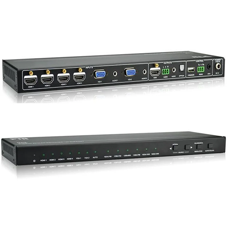 Professional HDMI video switcher 4 HDMI+2 VGA mixed inputs to HDMI switcher Scaler RS232 control&audio extractor
Professional HDMI video switcher 4 HDMI+2 VGA mixed inputs to HDMI switcher Scaler RS232 control&audio extractor