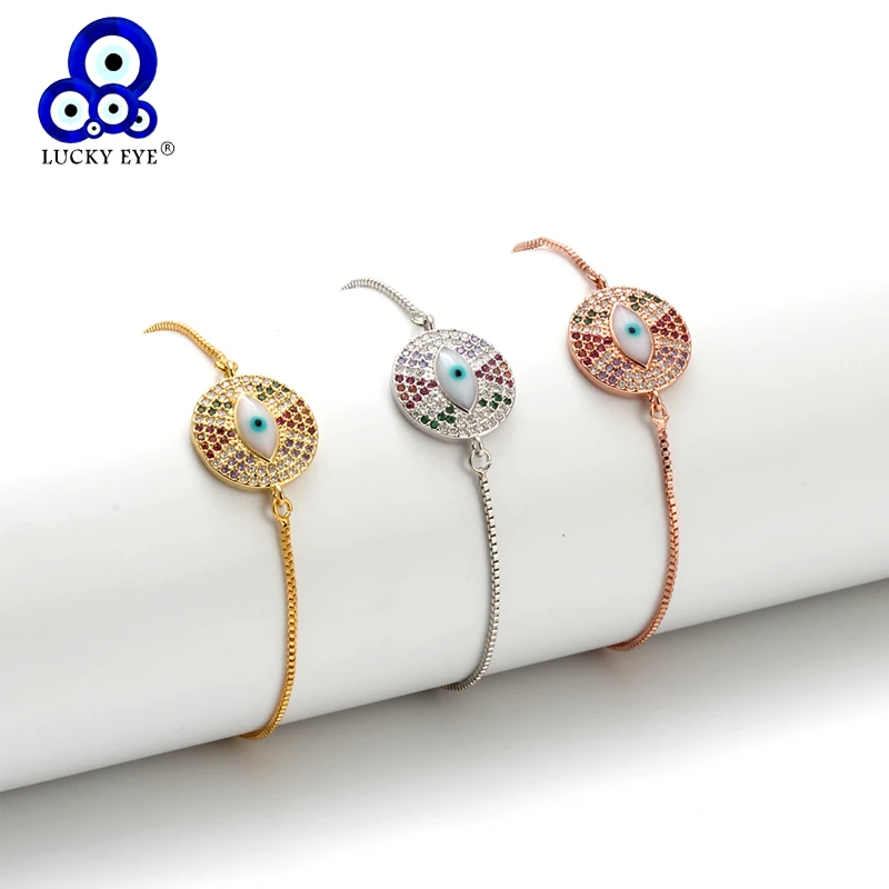 Lucky Eye Charm Bracelet Rose Gold Silver Color Chain Adjustable Evil Eye Bracelet Micro Pave Zircon Jewelry for Women EY6279
Lucky Eye Charm Bracelet Rose Gold Silver Color Chain Adjustable Evil Eye Bracelet Micro Pave Zircon Jewelry for Women EY6279