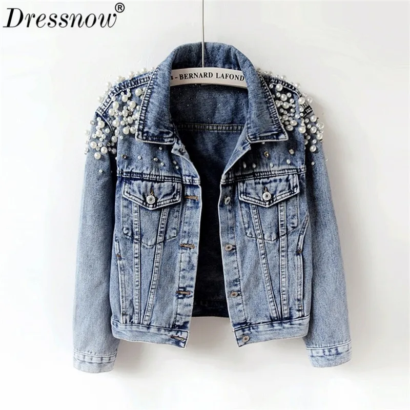 Dressnow Women Spring Women Basic Coats Women Denim shine Jacket Pearls Beading Jeans Coat Loose Long Sleeve Jackets Jacket15
Dressnow Women Spring Women Basic Coats Women Denim shine Jacket Pearls Beading Jeans Coat Loose Long Sleeve Jackets Jacket15