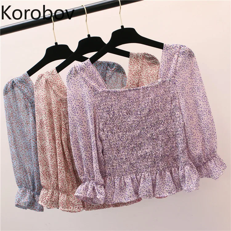 Korobov Korean Elegant Chiffon Flower Print Blouses Puff Sleeve Fashion Women Shirts Square Collar Ruffles Blusas Femme 77789
Korobov Korean Elegant Chiffon Flower Print Blouses Puff Sleeve Fashion Women Shirts Square Collar Ruffles Blusas Femme 77789