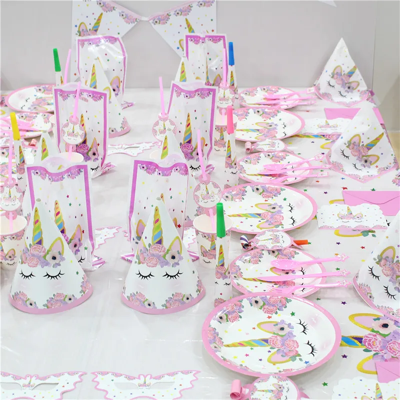 Unicorn Party Disposable Tableware Children Birthday Decoration Party Supplies Holiday Tableware Cup+Tablecloth+Plate+Napkin
Unicorn Party Disposable Tableware Children Birthday Decoration Party Supplies Holiday Tableware Cup+Tablecloth+Plate+Napkin