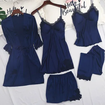 New Womens 5PC Strap Top Pants Suit Pajamas Sleepwear Sets Spring Autumn Home Wear Nightwear Kimono Robe Bath Gown M-XL
New Womens 5PC Strap Top Pants Suit Pajamas Sleepwear Sets Spring Autumn Home Wear Nightwear Kimono Robe Bath Gown M-XL