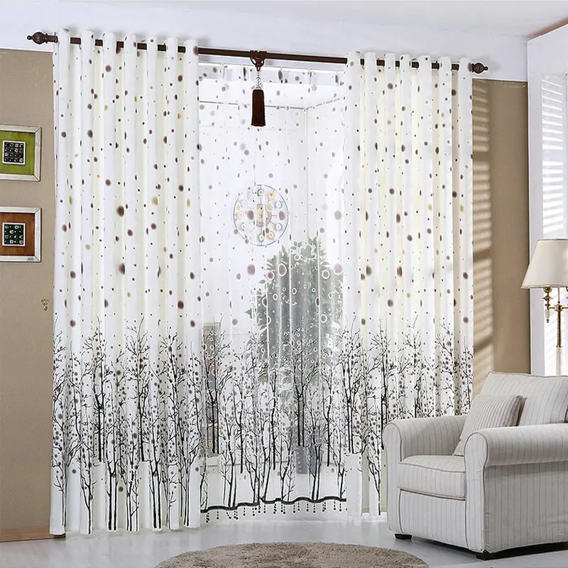 Image Rustic White Curtains For Kitchen Dining Room Tulle Sheer  and Cloth Curtains Snowy Trees Window Treatment Drapes