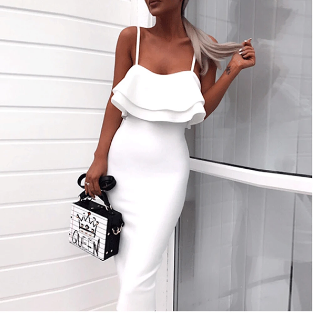 Yesexy 2019 Elegant Spaghetti Strap Sleeveless Ruffles Solid Color Bodycon Party Dress Blackless Female Middle Dresses VR19443
Yesexy 2019 Elegant Spaghetti Strap Sleeveless Ruffles Solid Color Bodycon Party Dress Blackless Female Middle Dresses VR19443