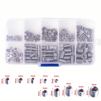 M3-M8 200pcs Stainless Steel Hex Socket Set Screw Grub Screws Cup Kit With Plastic Box
M3-M8 200pcs Stainless Steel Hex Socket Set Screw Grub Screws Cup Kit With Plastic Box