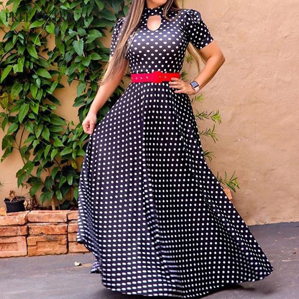 Women's Fashion Short Sleeve Dress O-Neck Cutout Printed Maxi Dress Plus Size Evening Party Dress 2019
Women's Fashion Short Sleeve Dress O-Neck Cutout Printed Maxi Dress Plus Size Evening Party Dress 2019
