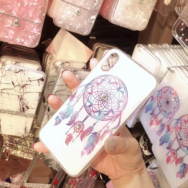 Luxury Bling Diamond Feather Phone Cases For iPhone XR X XS Max 8 7 6 6s Plus Rhinestone Silicone Bumper Hard Back Cover CoqueJPG (4)