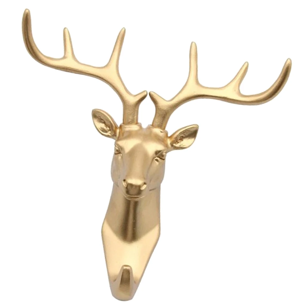 Resin Animal Head Hook Hanger Holder Wall Mounted Decor Gold #3 Deer Resin Animal Head Hook Hanger Holder Wall Mounted Decor Gold #3 Deer