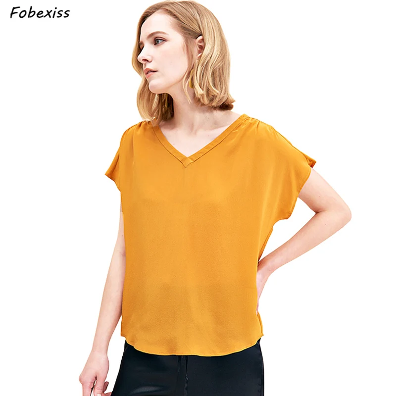 100% Mulberry Silk T Shirt Summer 2019 Women Harajuku Short Sleeve Sexy V Neck Plus Size Silk Matt Crepe Yellow White T Shirt
100% Mulberry Silk T Shirt Summer 2019 Women Harajuku Short Sleeve Sexy V Neck Plus Size Silk Matt Crepe Yellow White T Shirt
