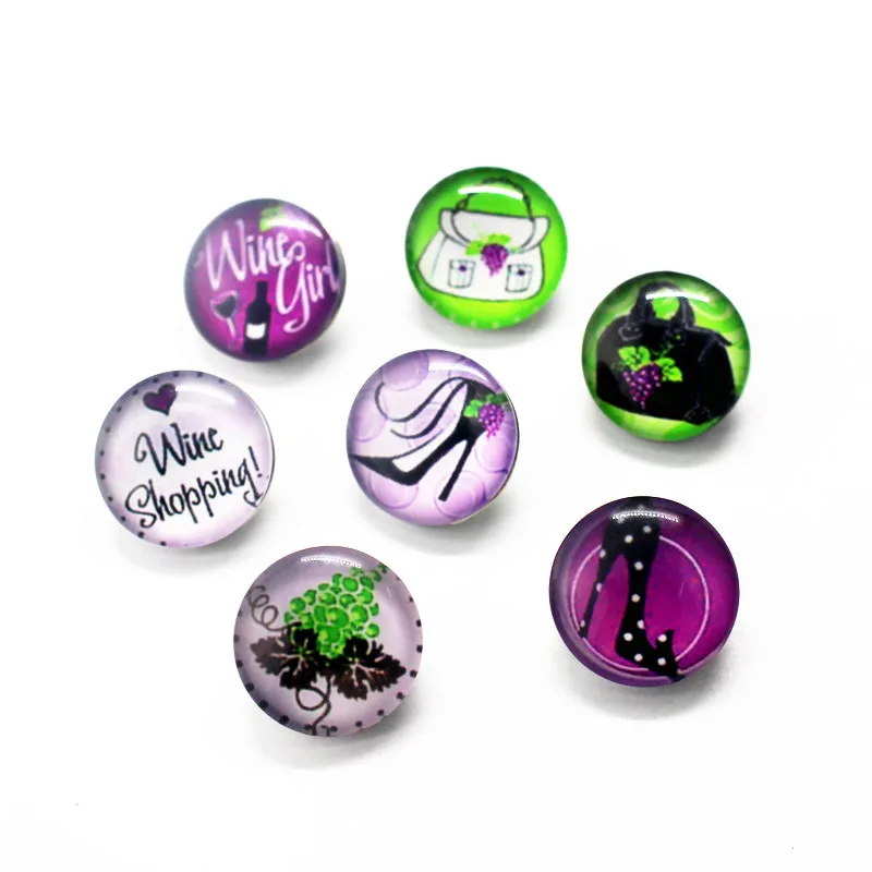 New Style 18mm Wine Girl Snap Button Print Glass Buttons Charms Fit DIY Fashion Women Bracelet Gift Jewelry | Украшения и
