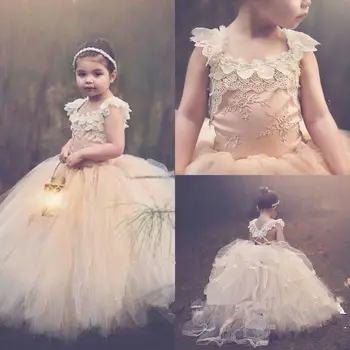 New Champagne Puffy Tulle Girls First Communion Dress Floral Lace Flower Girl Dresses for Wedding Girls Birthday Party Gown
New Champagne Puffy Tulle Girls First Communion Dress Floral Lace Flower Girl Dresses for Wedding Girls Birthday Party Gown