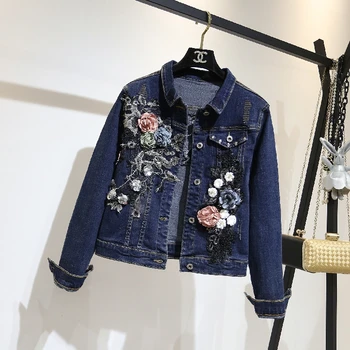 Single Breasted Turn Down Collar Denim Jackets for Women New Spring Autumn Flower Embroidery Denim Coats Female Jeans Outwear
Single Breasted Turn Down Collar Denim Jackets for Women New Spring Autumn Flower Embroidery Denim Coats Female Jeans Outwear