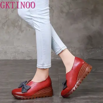 GKTINOO Genuine Leather Women Pumps 8CM High Heels Women Wedge Shoes Slip On Spring 2019 Retro Handmade Leather Pumps Bowknot
GKTINOO Genuine Leather Women Pumps 8CM High Heels Women Wedge Shoes Slip On Spring 2019 Retro Handmade Leather Pumps Bowknot