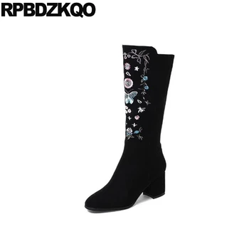 embroidered high heel tall black luxury brand shoes women slim square toe knee handmade embroidery chunky velvet long flower
embroidered high heel tall black luxury brand shoes women slim square toe knee handmade embroidery chunky velvet long flower