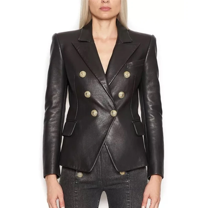 HIGH STREET Newest Baroque Fashion 2019 Designer Blazer Jacket Women's Lion Metal Buttons Faux Leather Blazer Outer Coat
HIGH STREET Newest Baroque Fashion 2019 Designer Blazer Jacket Women's Lion Metal Buttons Faux Leather Blazer Outer Coat