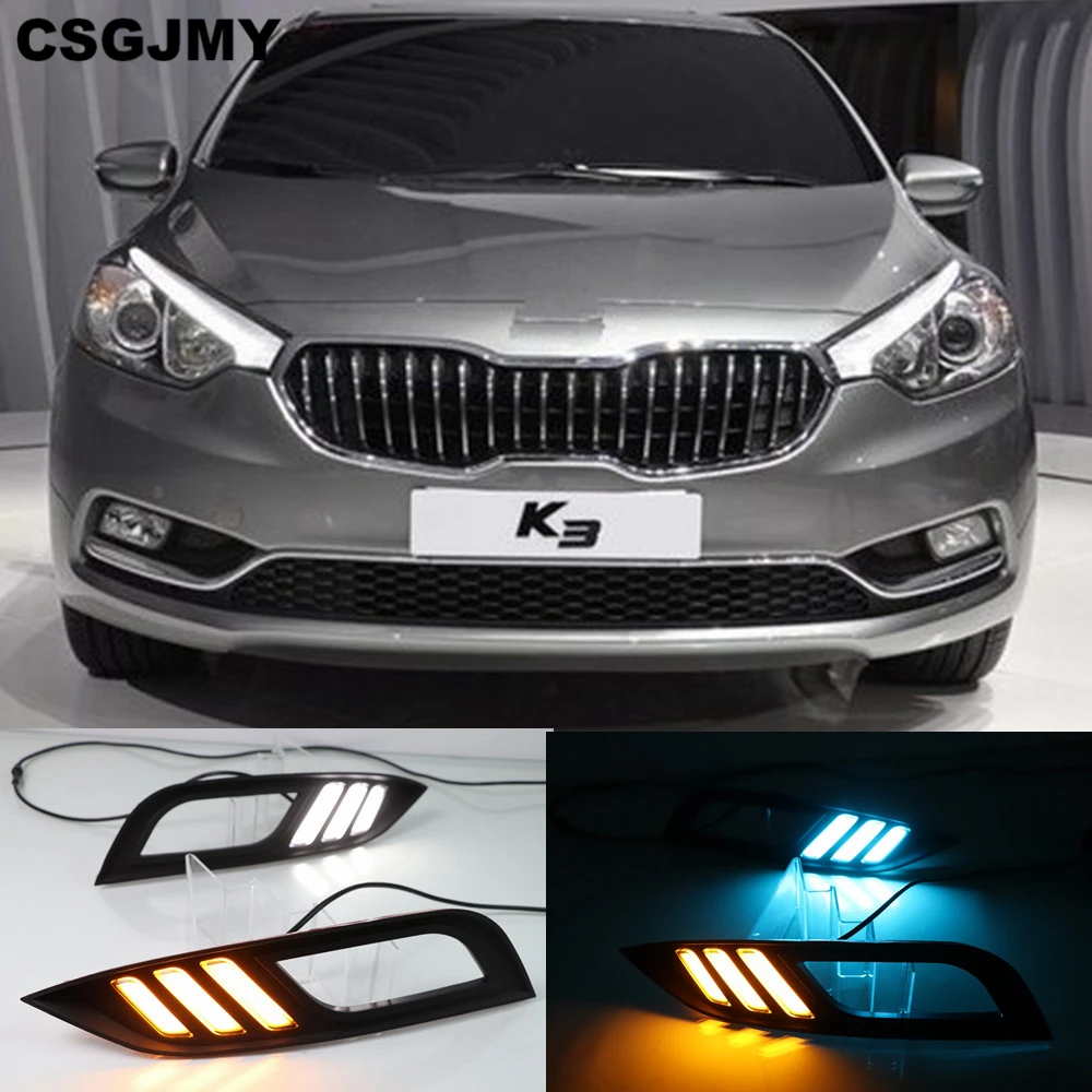 CSGJMY Led Daytime Running Lights DRL fog lamp cover with Yellow Turning Signal Function For Kia K3 Cerato 2013 2014 2015 2016
CSGJMY Led Daytime Running Lights DRL fog lamp cover with Yellow Turning Signal Function For Kia K3 Cerato 2013 2014 2015 2016