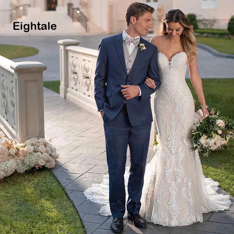 Eightale Lace Wedding Dresses Boho V-Neck Appliques Backless Mermaid Wedding Gowns With Court train Bride Dress 2019
Eightale Lace Wedding Dresses Boho V-Neck Appliques Backless Mermaid Wedding Gowns With Court train Bride Dress 2019