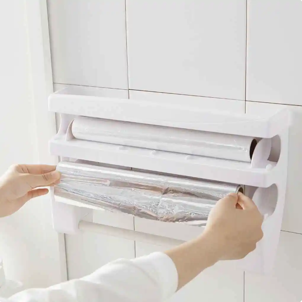 Wall Mounted Kitchen Cling Film Sauce Bottle Storage Rack Paper Towel Holder With Cutter
Wall Mounted Kitchen Cling Film Sauce Bottle Storage Rack Paper Towel Holder With Cutter