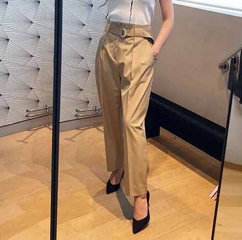 Spring and Summer 2019 New Gold Pure Temperament Leisure Button High-waist Women's Trousers Sashes Full Length Pants Women
Spring and Summer 2019 New Gold Pure Temperament Leisure Button High-waist Women's Trousers Sashes Full Length Pants Women