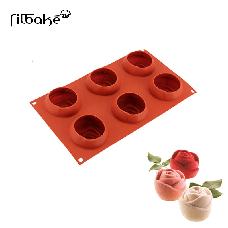 FILBAKE Creative Home Kitchen Baking Silicone Moulds 6 Aavities 3D Flower Rose Shape Cake Decorating Tools For Mousse Mold
FILBAKE Creative Home Kitchen Baking Silicone Moulds 6 Aavities 3D Flower Rose Shape Cake Decorating Tools For Mousse Mold