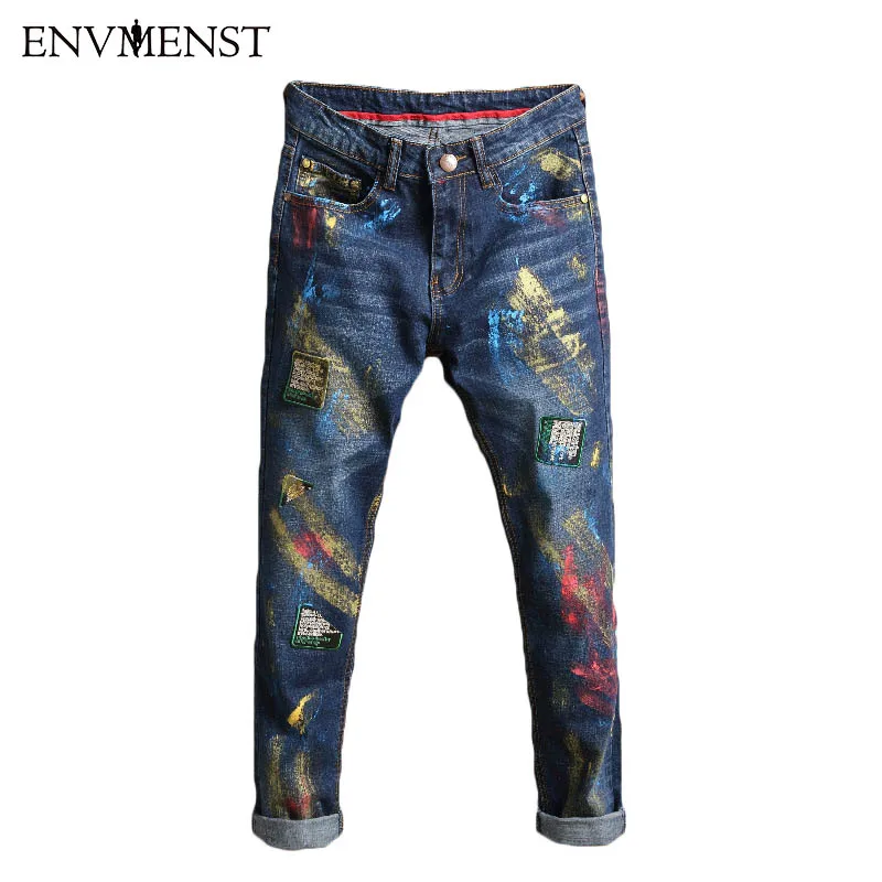 New Arrival Envmenst 2017 High Quality Men's Fashion Cotton Cultivate Paint printing Morality Decoration Tear Slim Fit Men Jeans
New Arrival Envmenst 2017 High Quality Men's Fashion Cotton Cultivate Paint printing Morality Decoration Tear Slim Fit Men Jeans