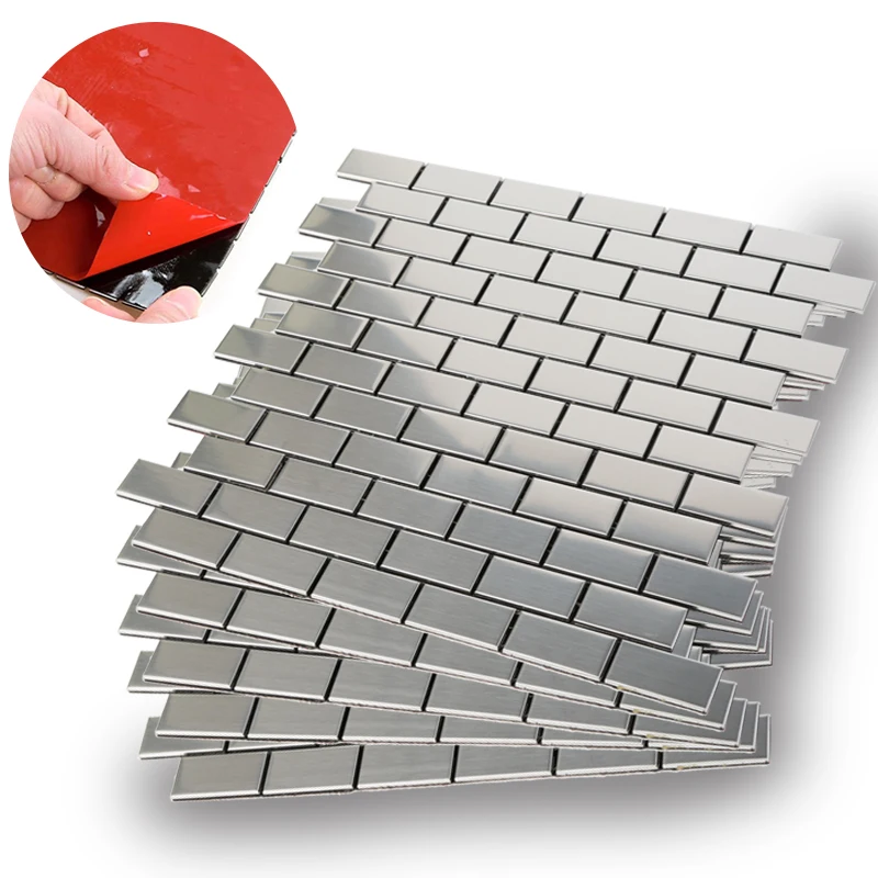 2019 New Design Peel and Stick Stainless Steel Kitchen Backsplash Tiles 12" Silver Brushed Subway Metal Mosaic Wall Sticker 1Sqm
2019 New Design Peel and Stick Stainless Steel Kitchen Backsplash Tiles 12" Silver Brushed Subway Metal Mosaic Wall Sticker 1Sqm