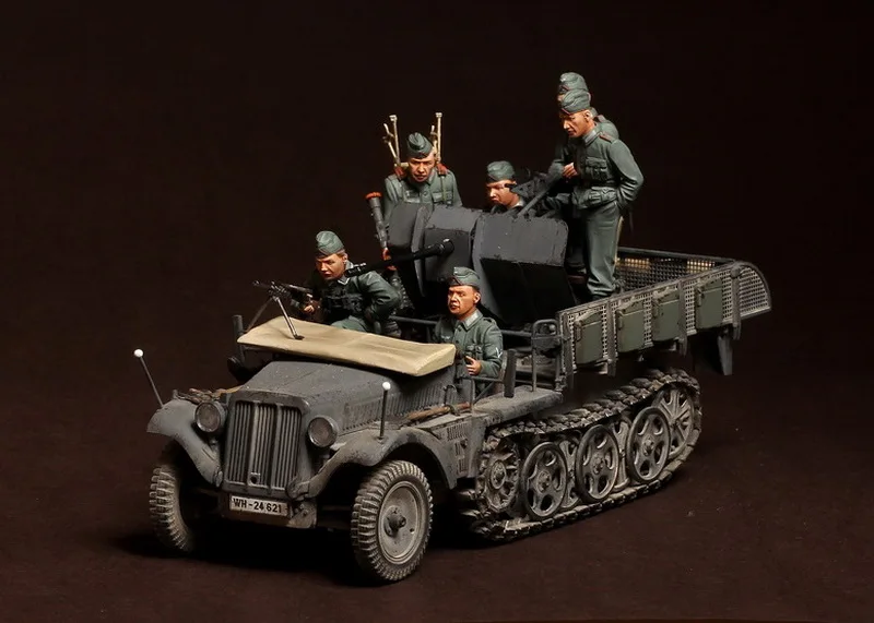 

New Unassembled 1/ 35 Crew for Sd.Kfz.104 fur 2cm FlaK 30 include 6 Figure Resin Kit DIY Toys Unpainted kits