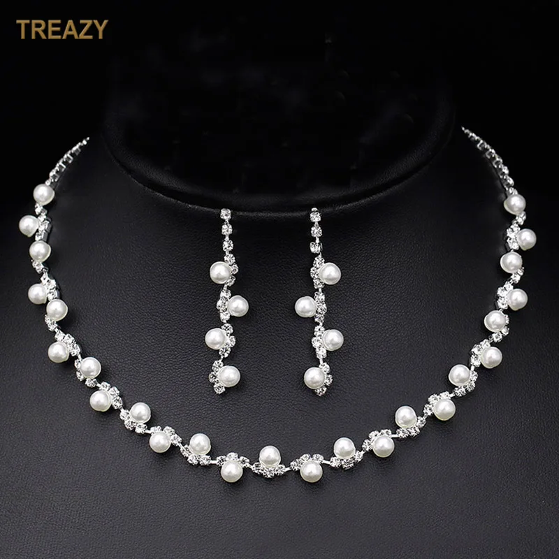 Elegant Simulated Pearl Crystal Bridal Jewelry Sets Choker Necklace Earrings Set for Women Wedding Jewelry Set Dress Accessories
Elegant Simulated Pearl Crystal Bridal Jewelry Sets Choker Necklace Earrings Set for Women Wedding Jewelry Set Dress Accessories