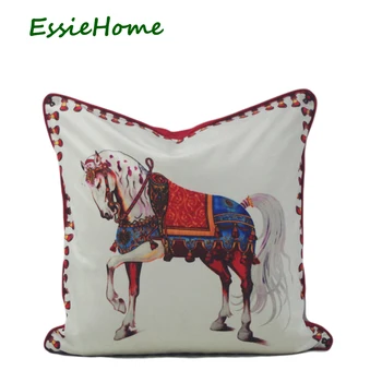 ESSIE HOME Print Velvet Pillow With Piping Red Horse Rococo Baroque Style Soft Cushion Cover Pillow Case Home Decor
ESSIE HOME Print Velvet Pillow With Piping Red Horse Rococo Baroque Style Soft Cushion Cover Pillow Case Home Decor