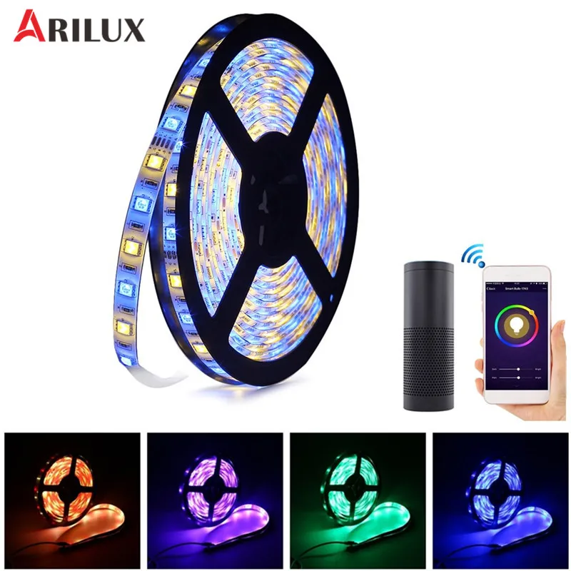 

ARILUX 2M 144 LED Waterproof LED Strip Light SMD5050 2835 RGB CCT LED Strip Light Kit + WIFI Controller Work With Alexa EU Plug