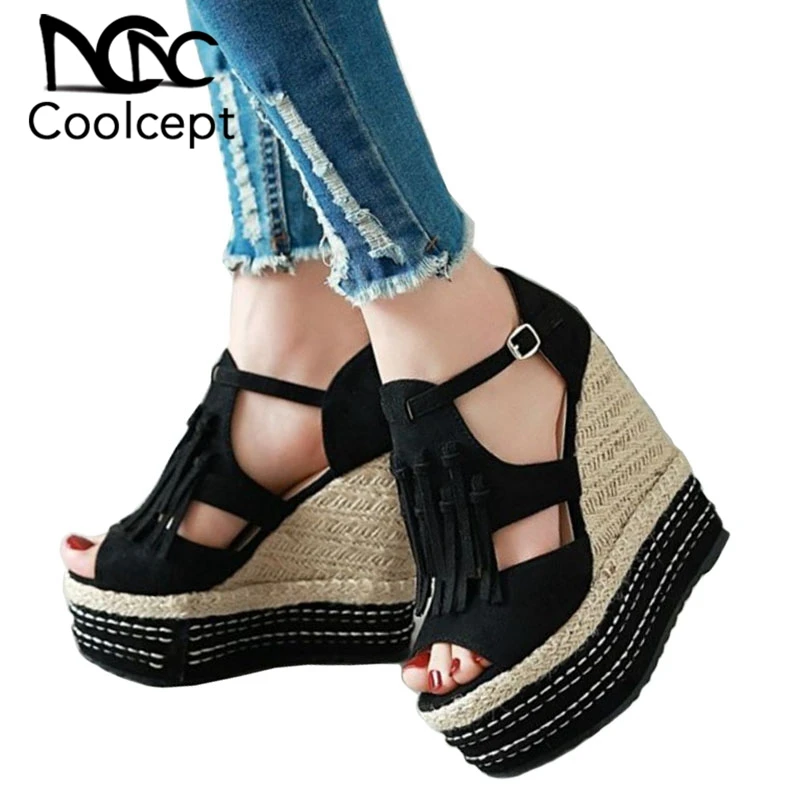 Coolcept Summer Women Sandals Buckle Open Toe Wedges Shoes Fashion Weaving Fringes Platform Daily High Heel Sandals Size 33-39
Coolcept Summer Women Sandals Buckle Open Toe Wedges Shoes Fashion Weaving Fringes Platform Daily High Heel Sandals Size 33-39