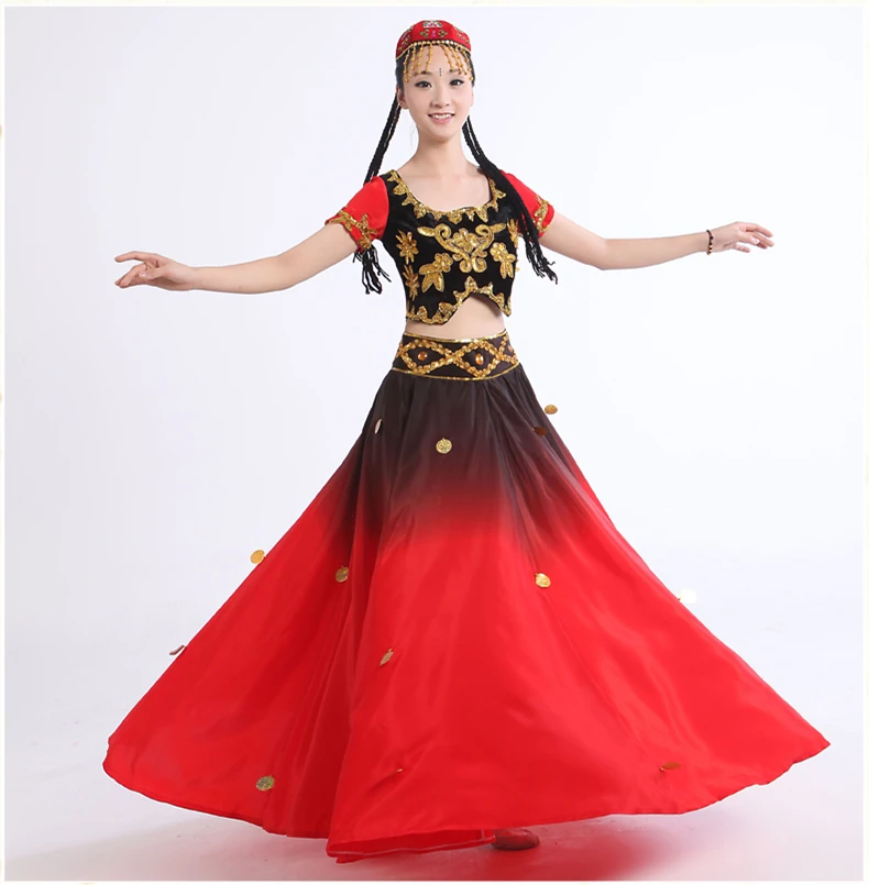 New big swing Uighur costumes minority dance costumes Chinese folk dance wear ethnic dance costumes performance wear
New big swing Uighur costumes minority dance costumes Chinese folk dance wear ethnic dance costumes performance wear