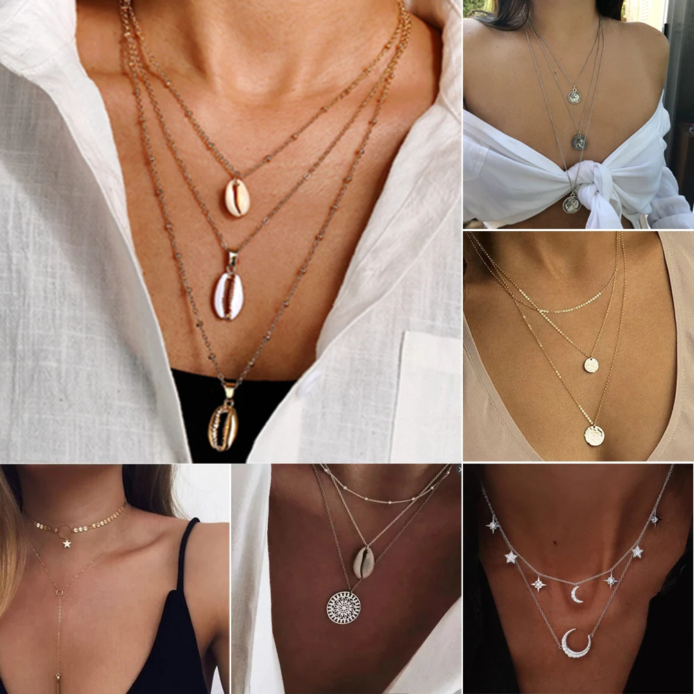 2019 Star Coin Shell Pendant Necklace Seashell Choker Necklaces Multilayer Statement Boho Summer Beach Jewelry for Women Party
2019 Star Coin Shell Pendant Necklace Seashell Choker Necklaces Multilayer Statement Boho Summer Beach Jewelry for Women Party