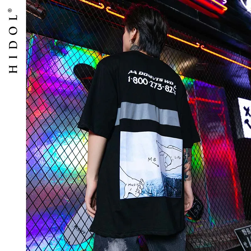 Oversize T-shirt 3M Reflective Pattern Print Short Tee Loose Plus Size Hip Hop Swag T shirt Men High Street Tshirt Black/White
Oversize T-shirt 3M Reflective Pattern Print Short Tee Loose Plus Size Hip Hop Swag T shirt Men High Street Tshirt Black/White