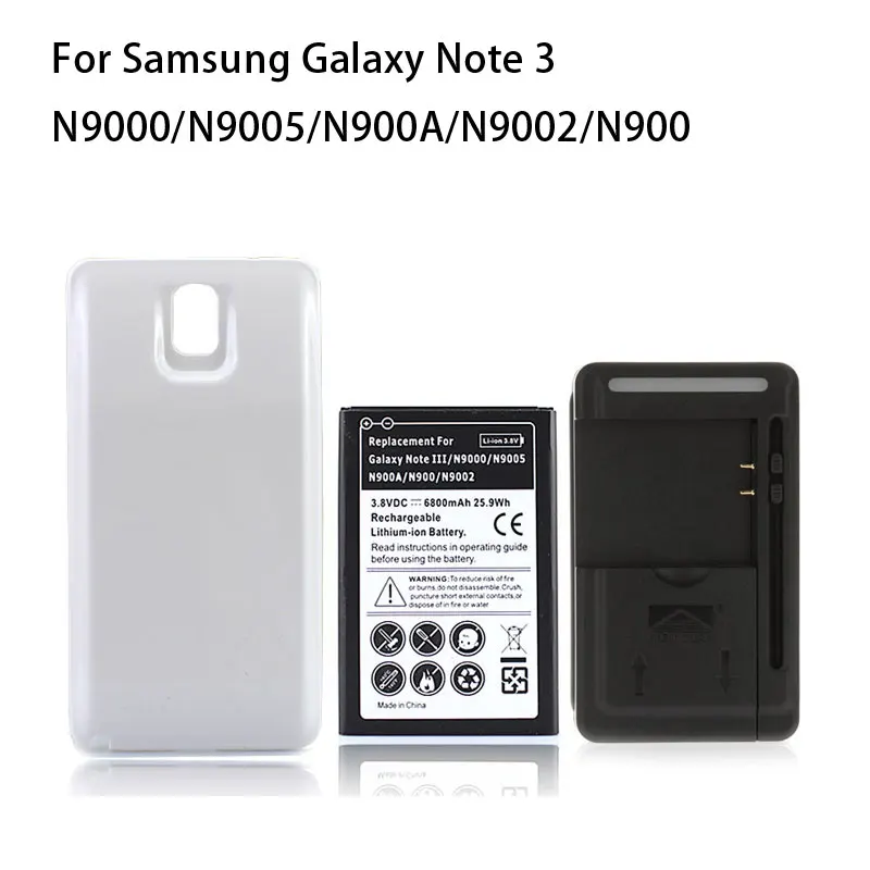 Extended Repalcement Mobile Cell Phone Battery For Samsung Galaxy Note 3 N9000 N9005 6800mAh +Back Cover+Charger High Capacity
Extended Repalcement Mobile Cell Phone Battery For Samsung Galaxy Note 3 N9000 N9005 6800mAh +Back Cover+Charger High Capacity