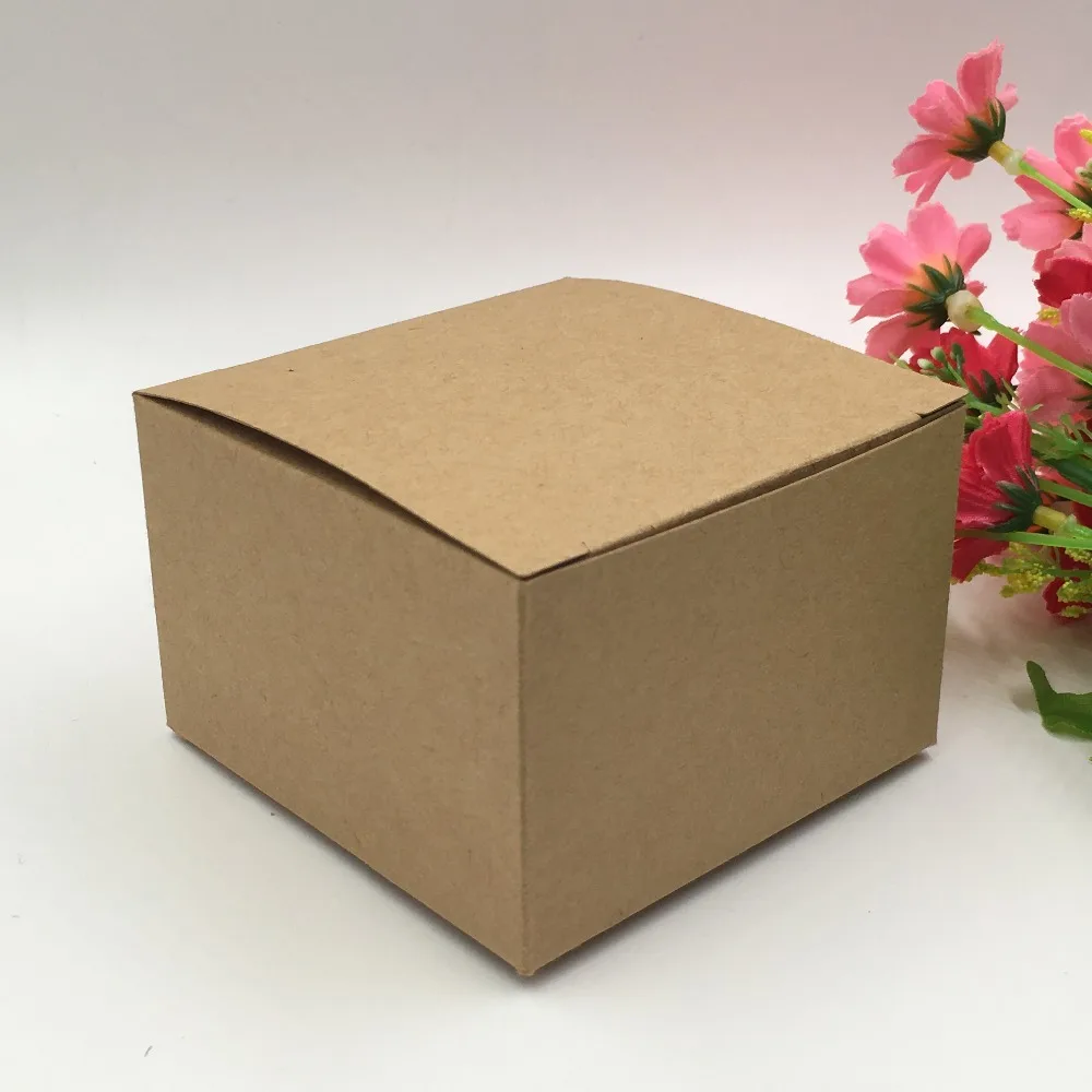 

12PCS/Lot Two Size Kraft Paper Cuboid Packaging Jewelry Boxes With Handmade With Love Thank You Sticker Storage Gift Carry Box