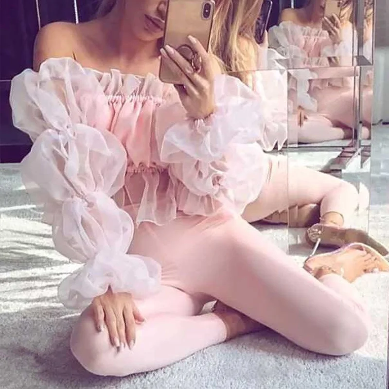 Sexy Transparent Women Cropped Blouses Shirts Lantern Long Sleeve Slash Neck Backless Elastic Blouse 2019 Summer Streetwear Tops
Sexy Transparent Women Cropped Blouses Shirts Lantern Long Sleeve Slash Neck Backless Elastic Blouse 2019 Summer Streetwear Tops