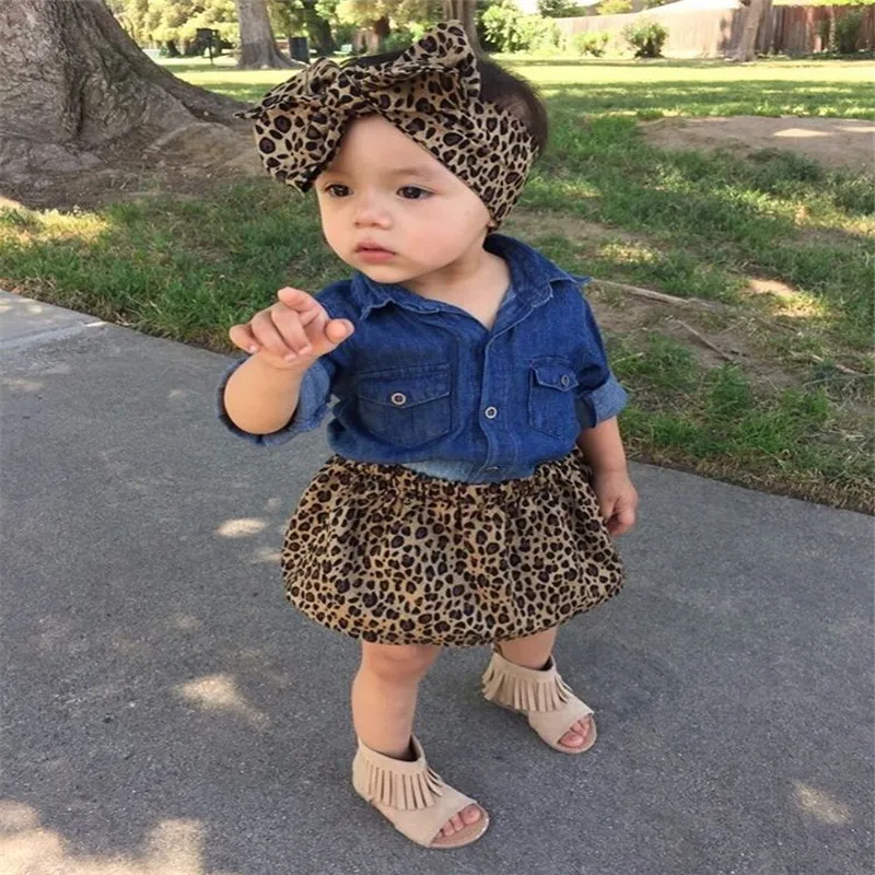 2017 Toddler Kids Baby Girls Clothes long sleeve turn-down collar Button Tops Leopard skirts Bowknot Headband 3PC cotton set
2017 Toddler Kids Baby Girls Clothes long sleeve turn-down collar Button Tops Leopard skirts Bowknot Headband 3PC cotton set