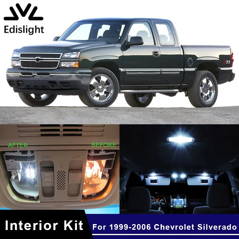 Edislight 15Pcs White Canbus LED Lamp Car Bulb Interior Package Kit For 1999-2006 Chevrolet Silverado Map Dome Plate Trunk Light
Edislight 15Pcs White Canbus LED Lamp Car Bulb Interior Package Kit For 1999-2006 Chevrolet Silverado Map Dome Plate Trunk Light