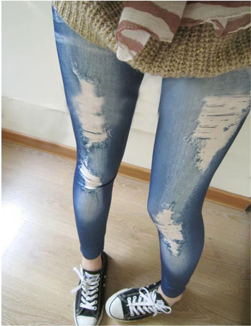 Женские леггинсы Модные Новые Стильные серые джинсовые брюки из искусственной