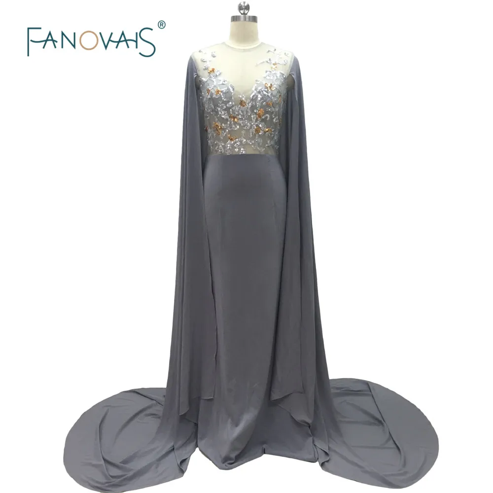 Fashion Grey Evening Dresses Long with Cape Scoop Tulle Mermaid Embroidery Beaded Prom Dresses 2019 Robe de Soiree GH10
Fashion Grey Evening Dresses Long with Cape Scoop Tulle Mermaid Embroidery Beaded Prom Dresses 2019 Robe de Soiree GH10