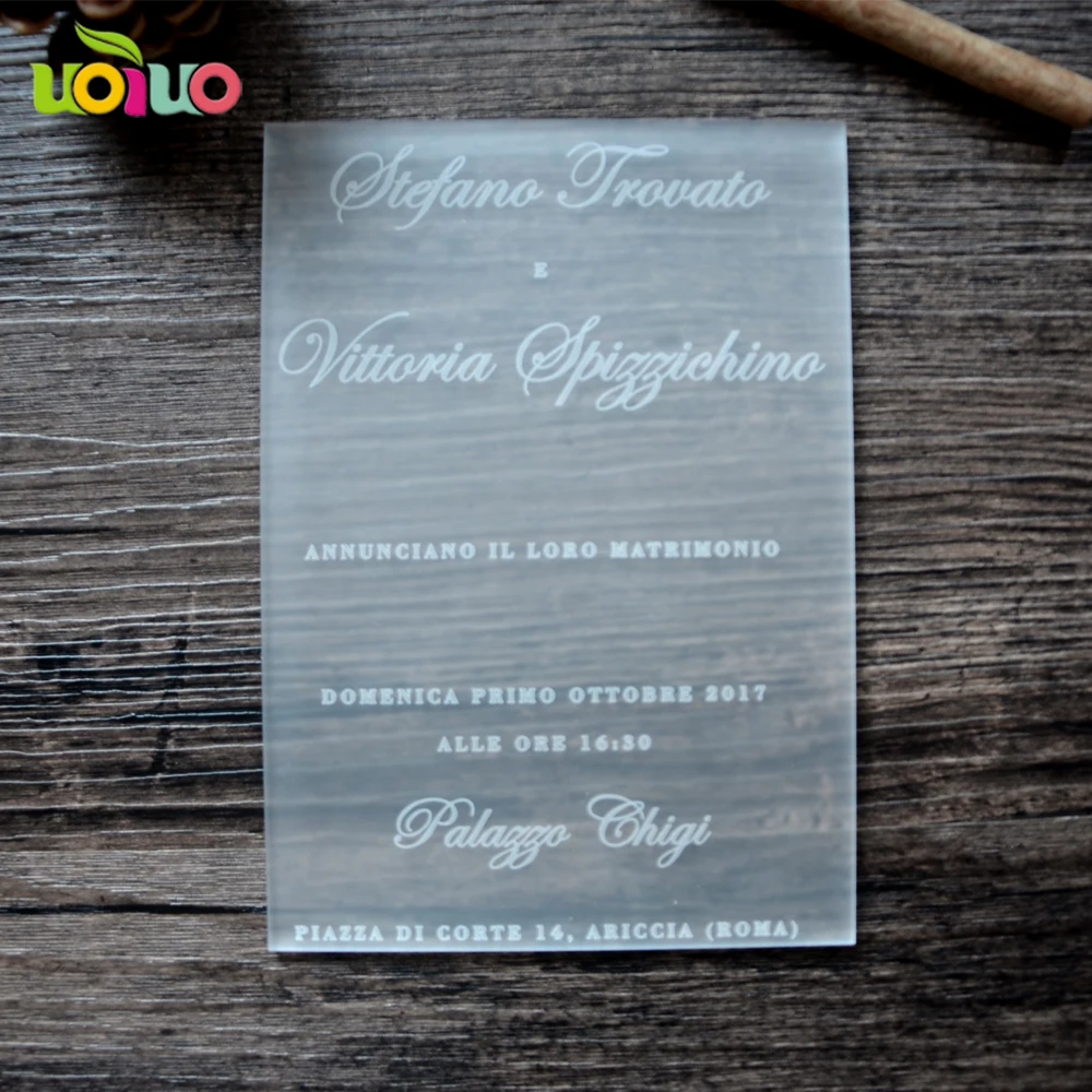 Customized 5X7inch Contracted frosted Acrylic Wedding Invitation Card rectangle acrylic white printing
Customized 5X7inch Contracted frosted Acrylic Wedding Invitation Card rectangle acrylic white printing