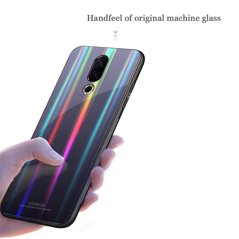 Luxury Gradient Tempered Glass Case For Meizu 16th Case Fashion RainBow Soft Frame Cover Coque For MeiZu 16th Plus Case Fundas (3)