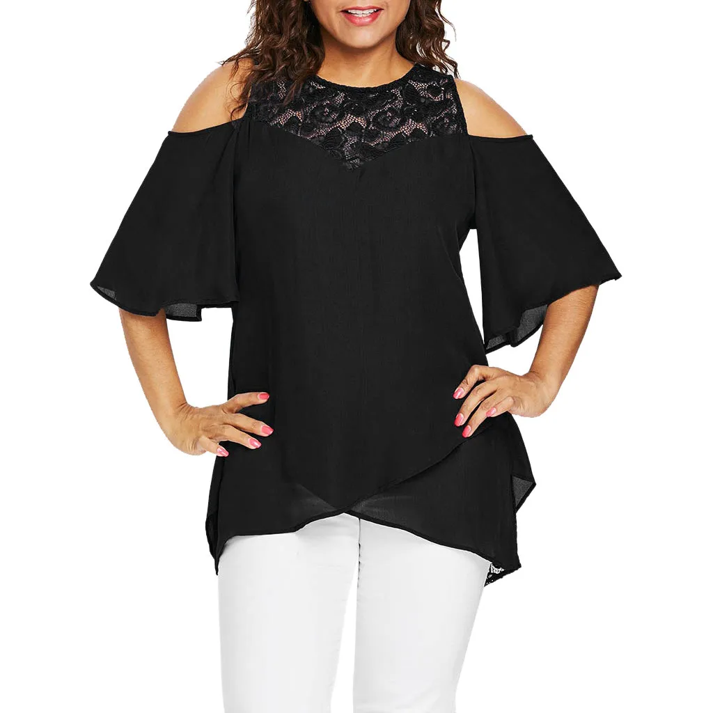 women's blouse loose 2019 Fashion chiffon shirt Tops Plus Size Women O-Neck Cold Shoulder Solid Lace Short Sleeve Blouse #610
women's blouse loose 2019 Fashion chiffon shirt Tops Plus Size Women O-Neck Cold Shoulder Solid Lace Short Sleeve Blouse #610