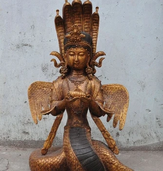 34" Tibet Buddhism Gilt Bronze 5 Head Fly Snake Naga Kanya Goddess Buddha Statue
34" Tibet Buddhism Gilt Bronze 5 Head Fly Snake Naga Kanya Goddess Buddha Statue